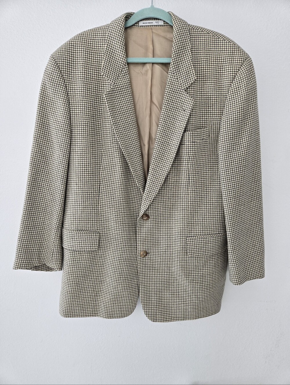 HUGO BOSS Delon VTG Men Size 44R Cashmere-Wool Blazer Jacket Tweed Houndstooth